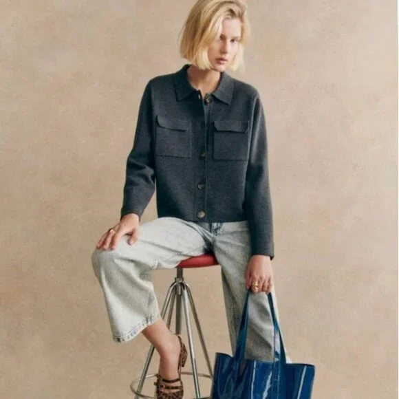 Sézane Betty Cardigan | Charcoal Grey | S - Picture 1 of 15